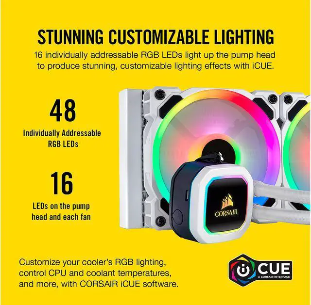 Alt view image 5 of 8 - Corsair Hydro Series, H100i RGB PLATINUM SE, 240mm Radiator, Dual LL120 RGB PWM Fans, Advanced RGB Lighting and Fan Control with Software, Liquid CPU Cooler. (CW-9060042-WW)