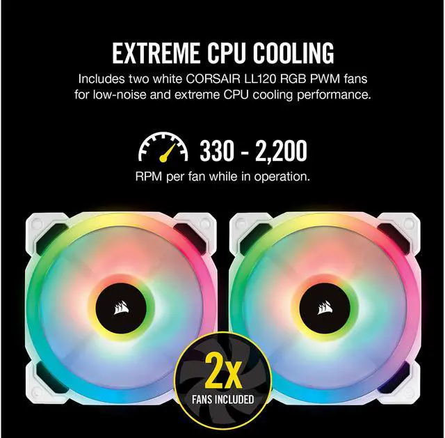 Alt view image 6 of 8 - Corsair Hydro Series, H100i RGB PLATINUM SE, 240mm Radiator, Dual LL120 RGB PWM Fans, Advanced RGB Lighting and Fan Control with Software, Liquid CPU Cooler. (CW-9060042-WW)