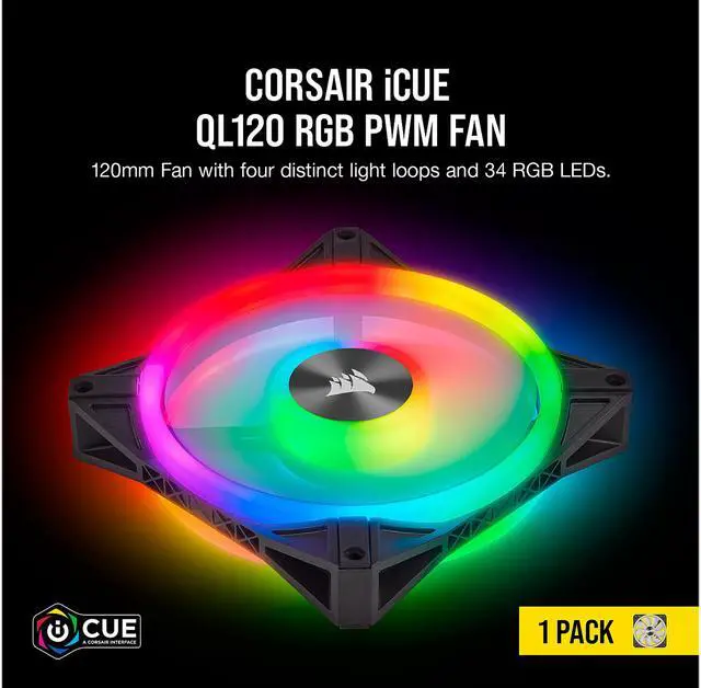 Alt view image 3 of 18 - CORSAIR QL Series,  iCUE QL120 RGB, 120mm RGB LED Fan, Single Pack, CO-9050097-WW