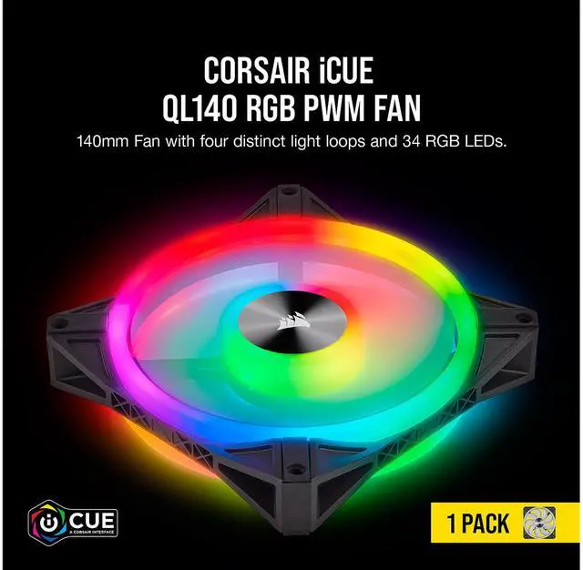 Alt view image 3 of 15 - CORSAIR QL Series, iCUE QL140 RGB, 140mm RGB LED Fan, Single Pack, CO-9050099-WW