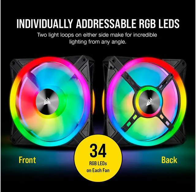 Alt view image 4 of 14 - CORSAIR QL Series, iCUE QL140 RGB, 140mm RGB LED Fan, Dual Pack with Lighting Node CORE, CO-9050100-WW