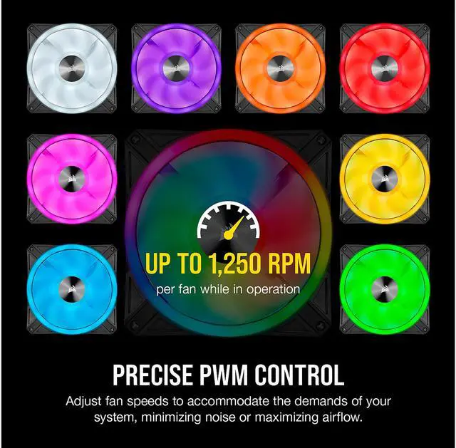 Alt view image 6 of 14 - CORSAIR QL Series, iCUE QL140 RGB, 140mm RGB LED Fan, Dual Pack with Lighting Node CORE, CO-9050100-WW