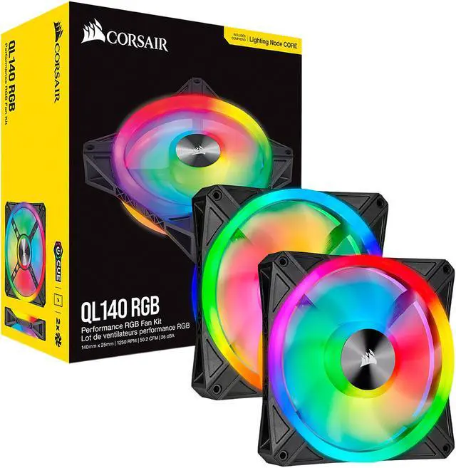 Alt view image 8 of 14 - CORSAIR QL Series, iCUE QL140 RGB, 140mm RGB LED Fan, Dual Pack with Lighting Node CORE, CO-9050100-WW