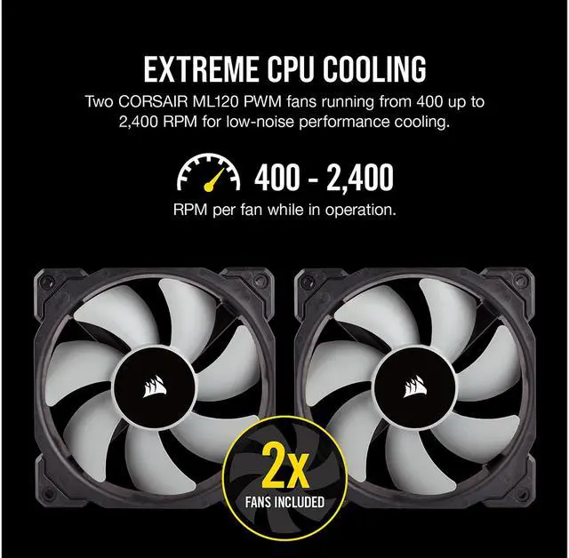 Alt view image 6 of 19 - CORSAIR iCUE H100i RGB PRO XT, 240mm Radiator, Dual 120mm PWM Fans, Software Control, Liquid CPU Cooler, CW-9060043-WW LGA 1700 Compatible