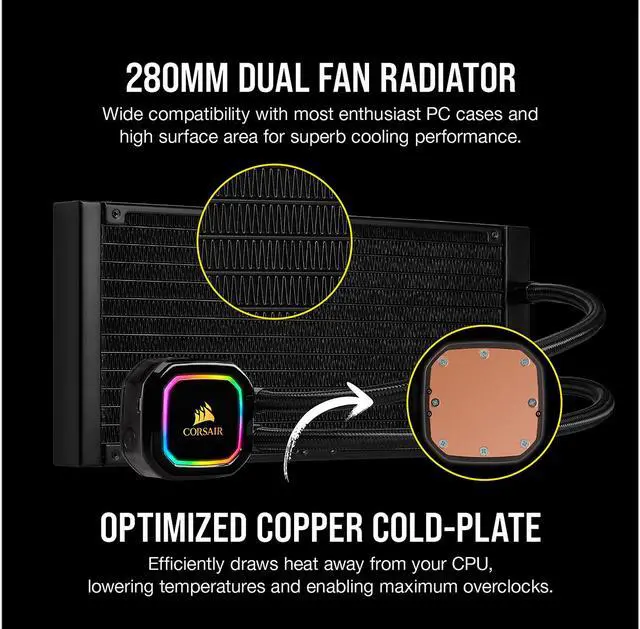 Alt view image 4 of 7 - CORSAIR iCUE H115i RGB PRO XT, 280mm Radiator, Dual 140mm PWM Fans, Software Control, Liquid CPU Cooler, CW-9060044-WW LGA 1700 Compatible