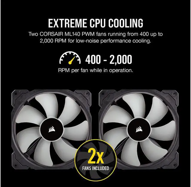 Alt view image 6 of 7 - CORSAIR iCUE H115i RGB PRO XT, 280mm Radiator, Dual 140mm PWM Fans, Software Control, Liquid CPU Cooler, CW-9060044-WW LGA 1700 Compatible