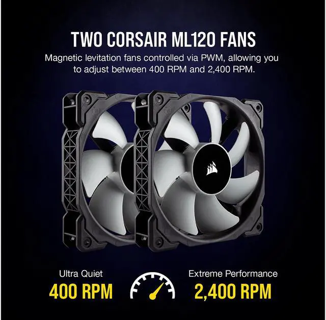 Alt view image 5 of 7 - CORSAIR A500 High Performance Dual Fan CPU Cooler, CT-9010003-WW