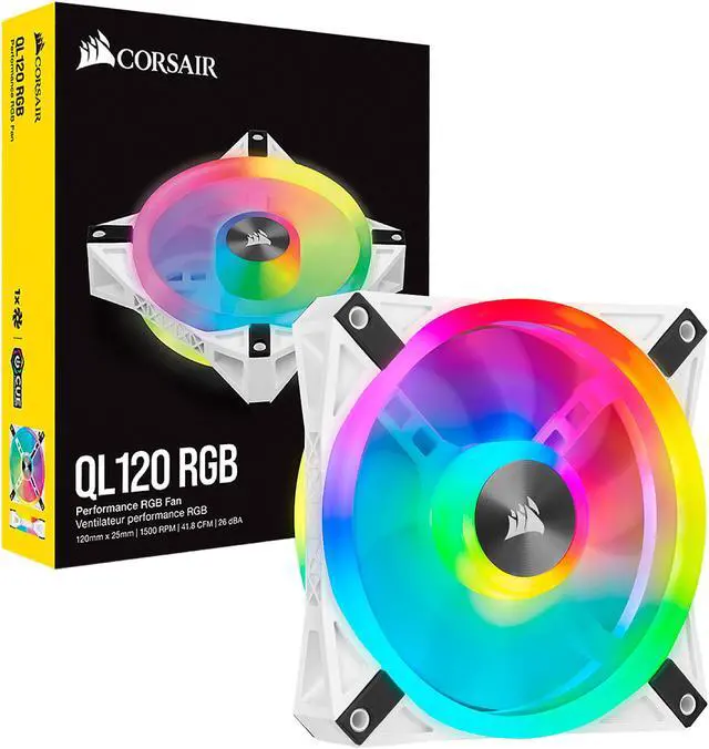 Alt view image 8 of 8 - CORSAIR QL Series, iCUE QL120 RGB, 120mm RGB LED PWM White Fan, Single Fan - CO-9050103-WW