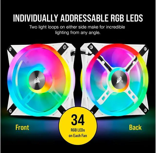 Alt view image 3 of 7 - CORSAIR QL Series, iCUE QL120 RGB, 120mm RGB LED PWM White Fan, Triple Fan Kit with Lighting Node CORE - CO-9050104-WW
