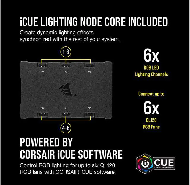Alt view image 4 of 7 - CORSAIR QL Series, iCUE QL120 RGB, 120mm RGB LED PWM White Fan, Triple Fan Kit with Lighting Node CORE - CO-9050104-WW