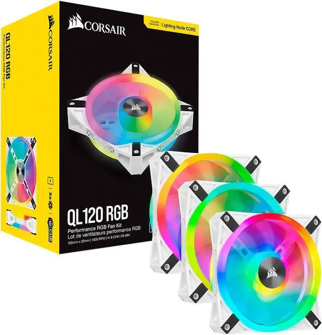 Alt view image 7 of 7 - CORSAIR QL Series, iCUE QL120 RGB, 120mm RGB LED PWM White Fan, Triple Fan Kit with Lighting Node CORE - CO-9050104-WW