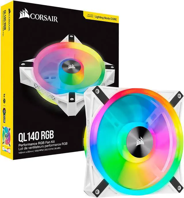 Alt view image 8 of 8 - CORSAIR QL Series, iCUE QL140 RGB, 140mm RGB LED PWM White Fan, Single Fan - CO-9050105-WW