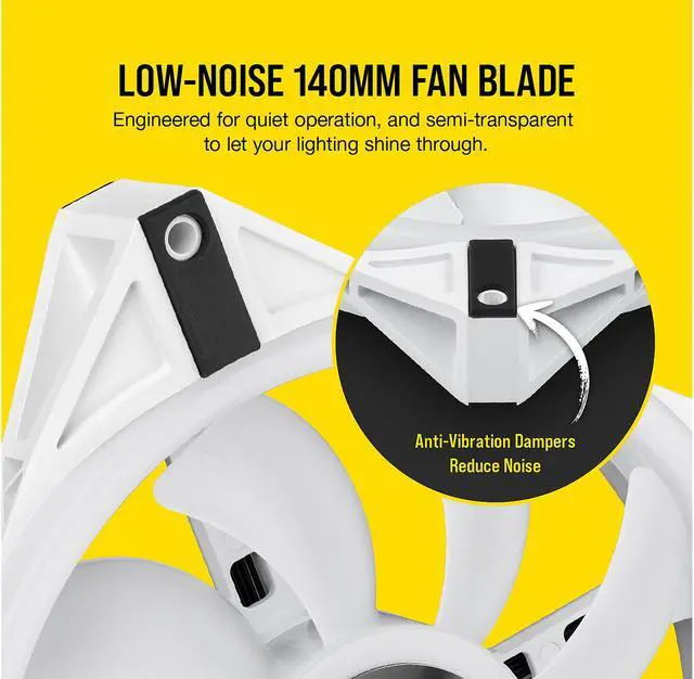 Alt view image 7 of 8 - CORSAIR QL Series, iCUE QL140 RGB, 140mm RGB LED PWM White Fan, Dual Fan Kit with Lighting Node CORE - CO-9050106-WW