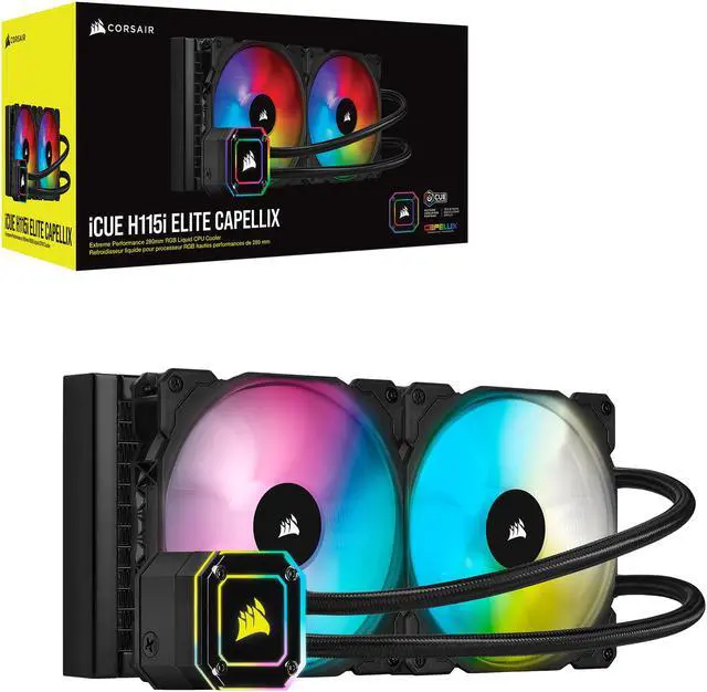 Alt view image 8 of 8 - Corsair Hydro Series, iCUE H115i ELITE CAPELLIX, 280mm Radiator, Dual ML140 RGB PWM Fans, Powerful iCUE Software, Liquid CPU Cooler LGA 1700 Compatible