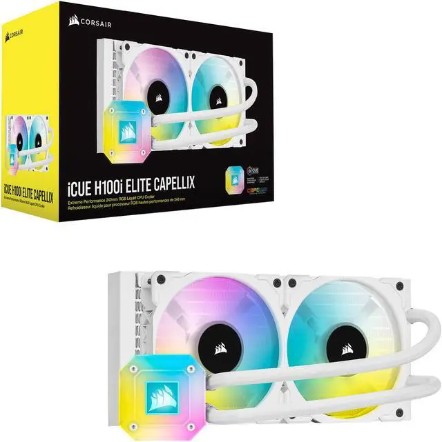 Alt view image 10 of 10 - CORSAIR iCUE H100i ELITE CAPELLIX WHITE, 240mm Radiator, Liquid CPU Cooler, White, CW-9060050-WW LGA 1700 Compatible