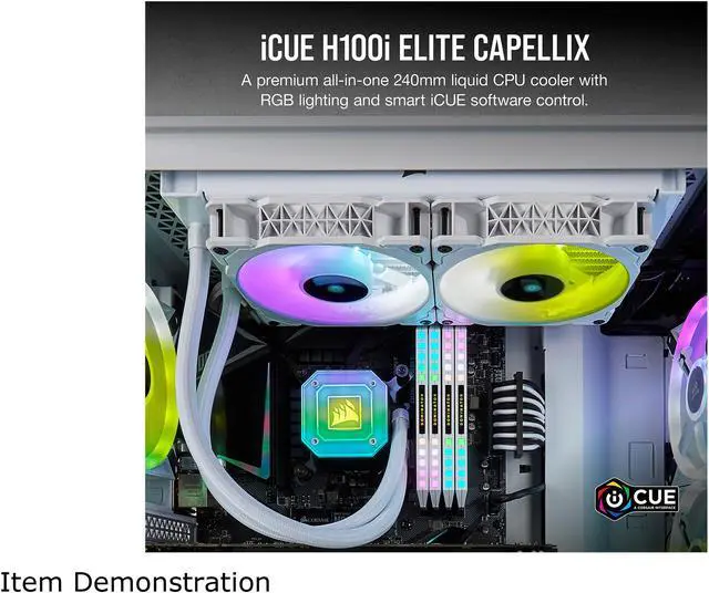 Alt view image 7 of 10 - CORSAIR iCUE H100i ELITE CAPELLIX WHITE, 240mm Radiator, Liquid CPU Cooler, White, CW-9060050-WW LGA 1700 Compatible