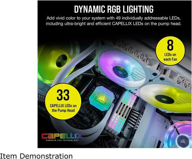 Alt view image 9 of 10 - CORSAIR iCUE H100i ELITE CAPELLIX WHITE, 240mm Radiator, Liquid CPU Cooler, White, CW-9060050-WW LGA 1700 Compatible