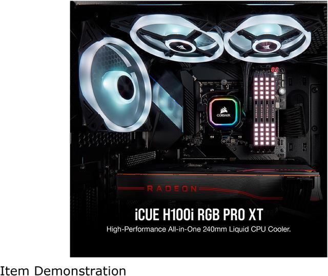 Alt view image 3 of 8 - CORSAIR iCUE H100i RGB PRO XT CW-9060043-WW/RF 240mm Radiator, Dual 120mm PWM Fans, Software Control, Liquid CPU Cooler