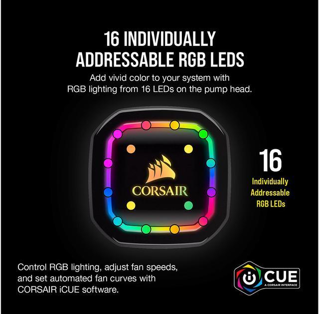 Alt view image 5 of 8 - CORSAIR iCUE H100i RGB PRO XT CW-9060043-WW/RF 240mm Radiator, Dual 120mm PWM Fans, Software Control, Liquid CPU Cooler