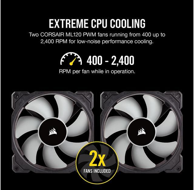 Alt view image 6 of 8 - CORSAIR iCUE H100i RGB PRO XT CW-9060043-WW/RF 240mm Radiator, Dual 120mm PWM Fans, Software Control, Liquid CPU Cooler