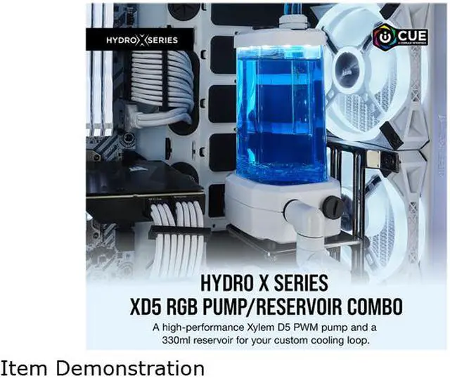 Alt view image 14 of 14 - CORSAIR Hydro X Series XD5 RGB Pump/Reservoir Combo - White - D5 PWM Pump - 330ml Reservoir - Ten Individually Addressable RGB LEDs - Temperature Sensor