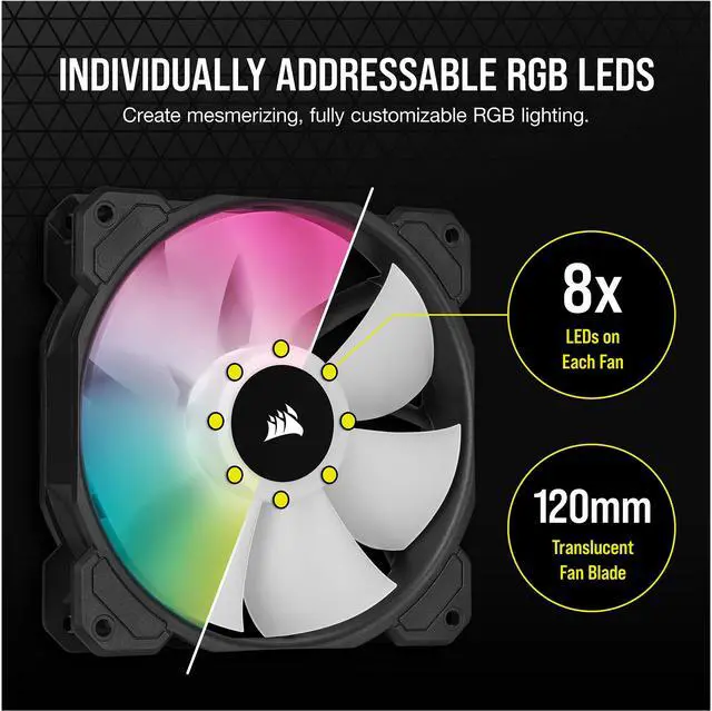 Alt view image 5 of 20 - CORSAIR iCUE SP120 RGB ELITE Performance 120mm PWM Single Fan, CO-9050108-WW