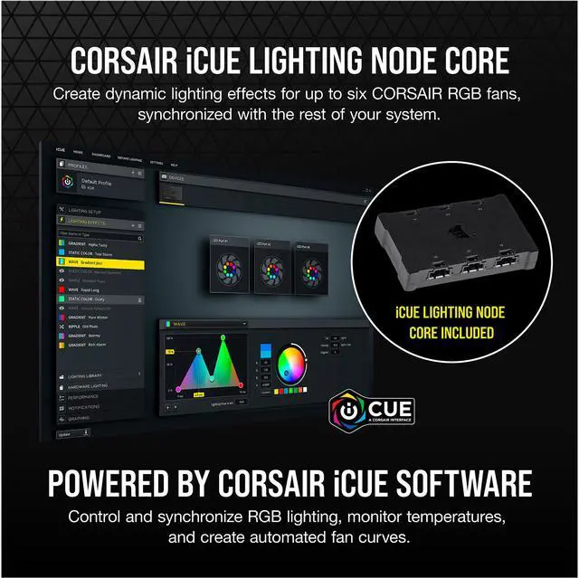 Alt view image 7 of 8 - CORSAIR iCUE SP120 RGB ELITE Performance 120mm PWM Triple Fan Kit with iCUE Lighting Node CORE, CO-9050109-WW
