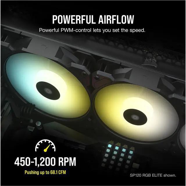 Alt view image 8 of 8 - CORSAIR iCUE SP140 RGB ELITE Performance 140mm PWM Dual Fan Kit with Lighting Node CORE, CO-9050111-WW