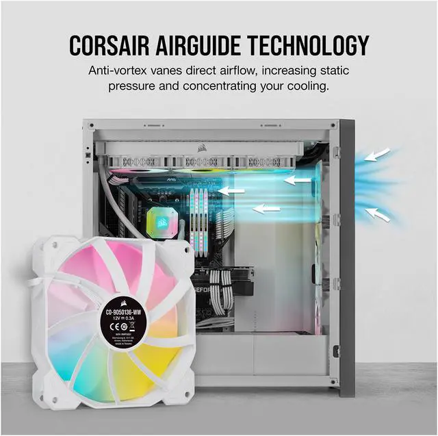 Alt view image 6 of 17 - CORSAIR iCUE SP120 RGB ELITE Performance 120mm White PWM Single Fan (CO-9050136-WW)