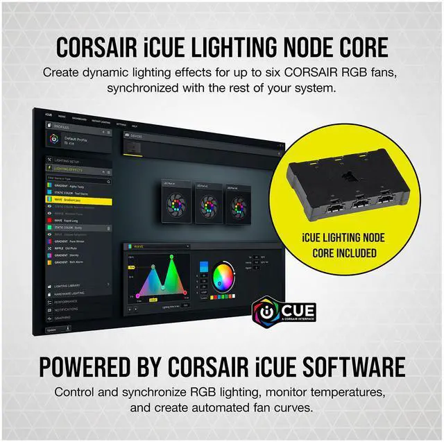 Alt view image 8 of 19 - CORSAIR iCUE SP120 RGB ELITE Performance 120mm White PWM Triple Fan Kit with iCUE Lighting Node
