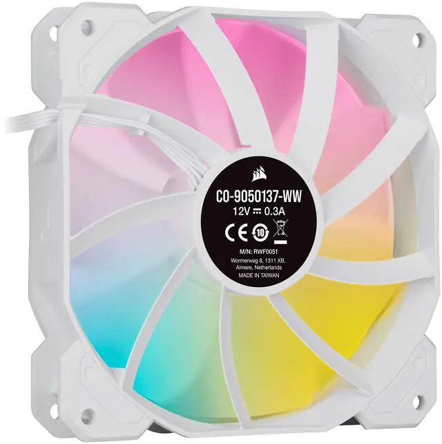 Alt view image 3 of 19 - CORSAIR iCUE SP120 RGB ELITE Performance 120mm White PWM Triple Fan Kit with iCUE Lighting Node