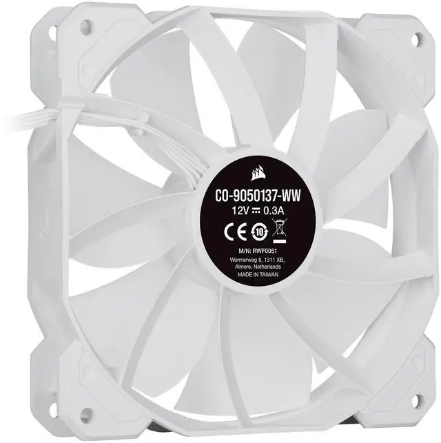 Alt view image 5 of 19 - CORSAIR iCUE SP120 RGB ELITE Performance 120mm White PWM Triple Fan Kit with iCUE Lighting Node