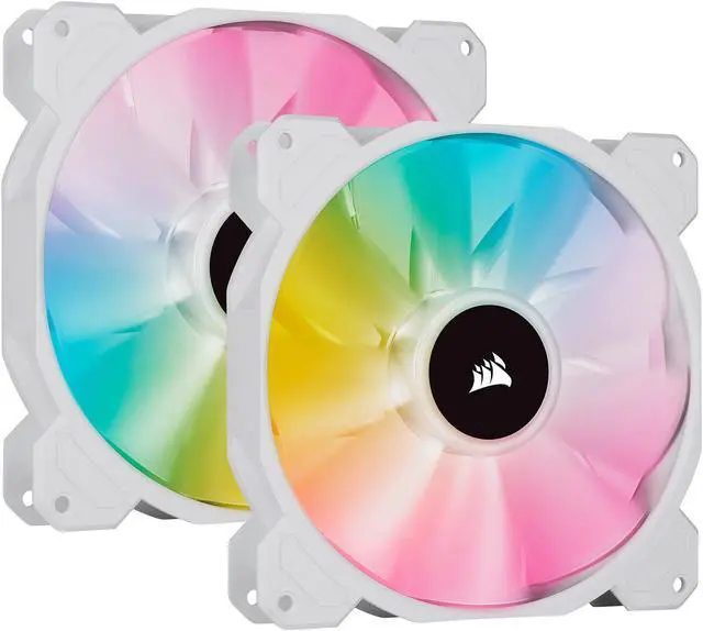 Main image of CORSAIR iCUE SP140 RGB ELITE Performance 140mm White PWM Dual Fan Kit with iCUE Lighting Node CORE