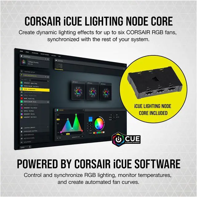 Alt view image 8 of 12 - CORSAIR iCUE SP140 RGB ELITE Performance 140mm White PWM Dual Fan Kit with iCUE Lighting Node CORE