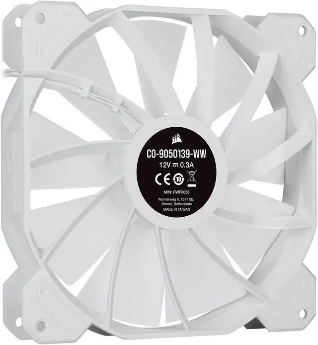 Alt view image 5 of 12 - CORSAIR iCUE SP140 RGB ELITE Performance 140mm White PWM Dual Fan Kit with iCUE Lighting Node CORE