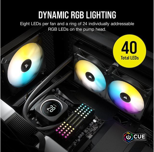 Alt view image 4 of 8 - CORSAIR iCUE H100i ELITE LCD Display Liquid CPU Cooler