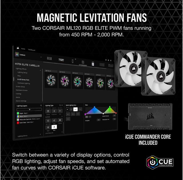 Alt view image 5 of 8 - CORSAIR iCUE H100i ELITE LCD Display Liquid CPU Cooler