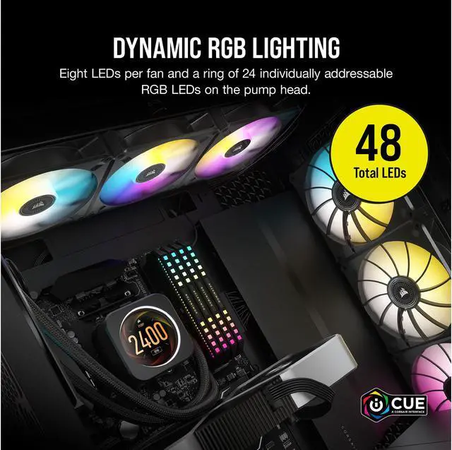 Alt view image 4 of 8 - CORSAIR iCUE H150i ELITE LCD Display Liquid CPU Cooler