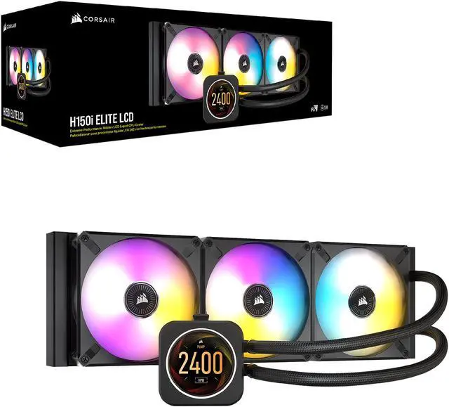 Alt view image 8 of 8 - CORSAIR iCUE H150i ELITE LCD Display Liquid CPU Cooler