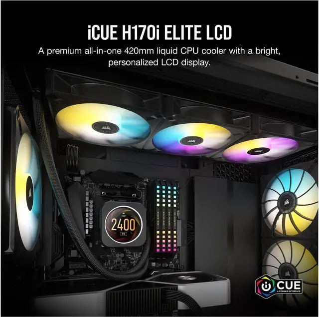 CORSAIR iCUE H170i ELITE LCD 420mm Liquid CPU Cooler - Newegg.com