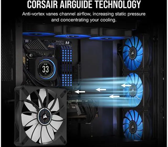 Alt view image 4 of 7 - CORSAIR ML140 LED ELITE Blue Premium 140mm PWM Magnetic Levitation Fan - Black