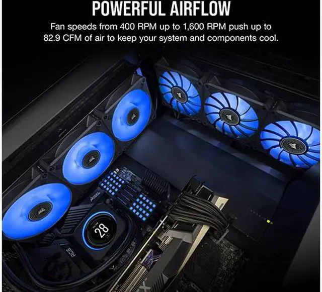 Alt view image 6 of 7 - CORSAIR ML140 LED ELITE Blue Premium 140mm PWM Magnetic Levitation Fan - Black
