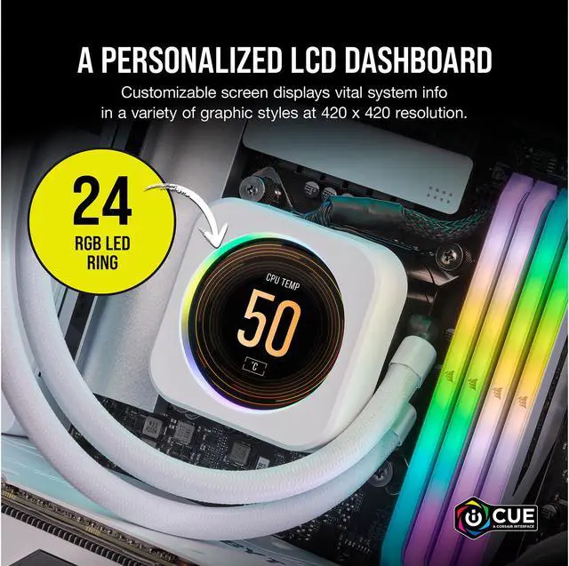 Alt view image 3 of 7 - CORSAIR iCUE ELITE CPU Cooler LCD Display Upgrade Kit - White