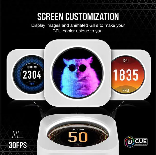 Alt view image 4 of 7 - CORSAIR iCUE ELITE CPU Cooler LCD Display Upgrade Kit - White
