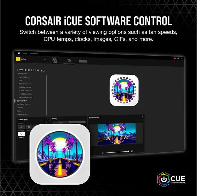 Alt view image 5 of 7 - CORSAIR iCUE ELITE CPU Cooler LCD Display Upgrade Kit - White