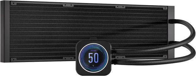 Alt view image 2 of 4 - Corsair H170i Elite XT 420mm RGB Liquid CPU Cooler - IPS LCD Screen - AF140 RGB Fans - Fits Intel/AMD - iCUE Commander CORE - Black