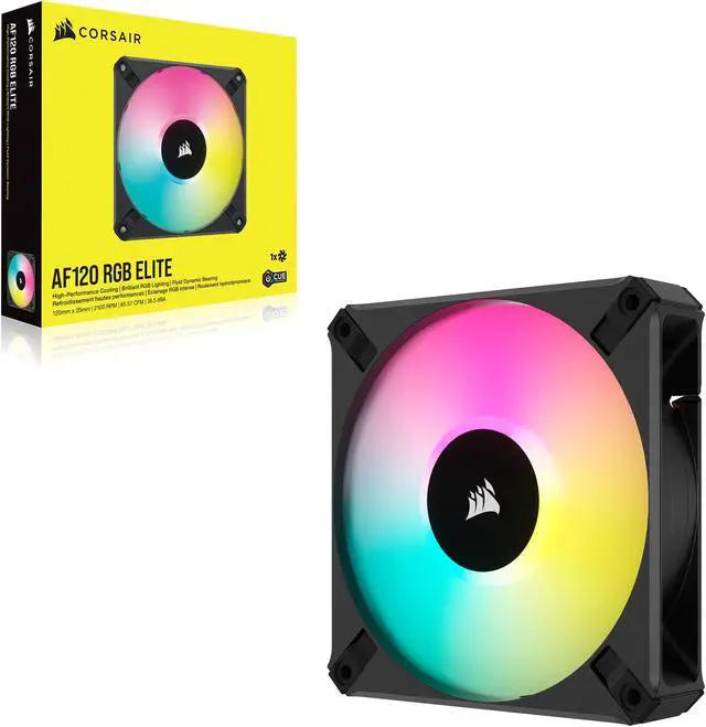 Alt view image 7 of 7 - CORSAIR iCUE AF120 ELITE RGB 120mm PWM Fan - Eight RGB LEDs - AirGuide Technology - Fluid Dynamic Bearing - CORSAIR iCUE Software  Compatible