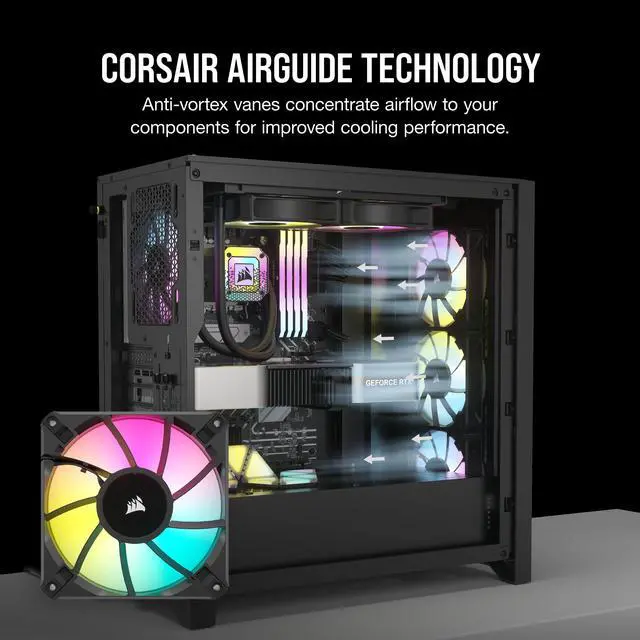 Alt view image 5 of 7 - CORSAIR iCUE AF120 RGB ELITE 120mm PWM Triple Fan Kit - Eight RGB LEDs Per Fan - Included iCUE Lighting Node CORE Controller -  AirGuide Technology