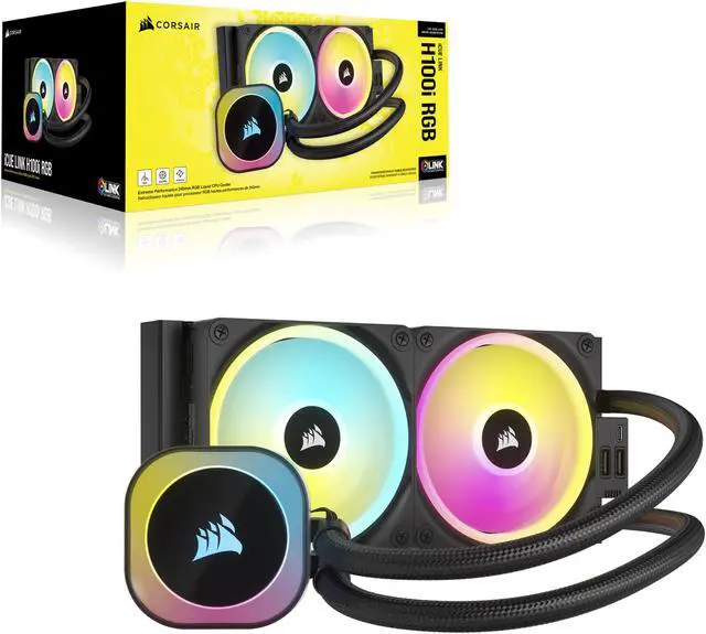 Alt view image 10 of 10 - CORSAIR iCUE Link H100i RGB Liquid CPU Cooler - 240mm AIO - QX120 RGB Fans - Fits Intel LGA 1851, AMD AM5 - iCUE Link System Hub Included - Black