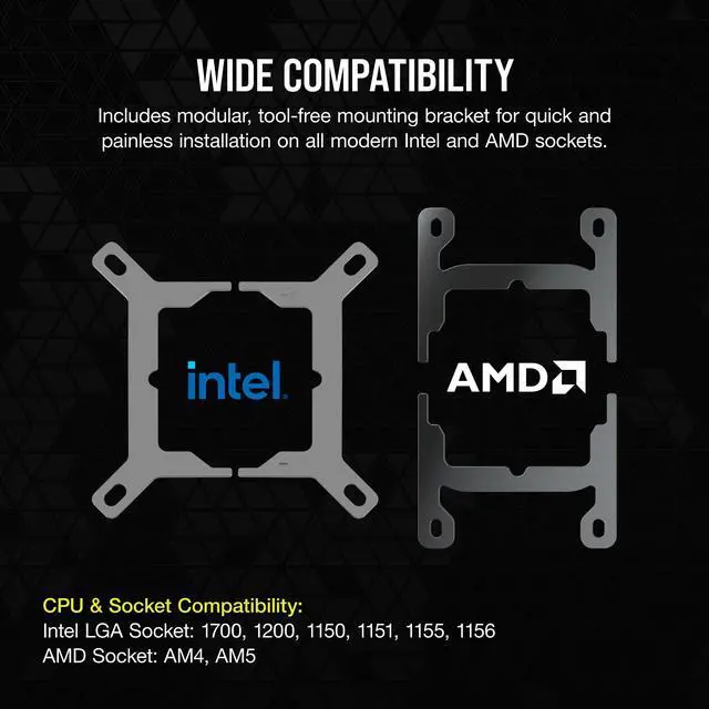 Alt view image 6 of 10 - CORSAIR iCUE Link H115i RGB Liquid CPU Cooler - 280mm AIO - QX140 RGB Fans - Fits Intel® LGA 1700, AMD® AM5 - iCUE Link System Hub Included - Black